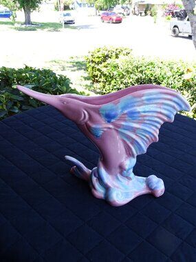 Royal Haeger R 271 USA Vtg Pink & Blue Swordfish Planter Mint